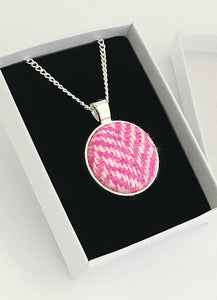 Pink Herringbone Harris Tweed Necklace