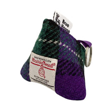 Load image into Gallery viewer, Purple &amp; Black Thistle Tartan Pyramid Keyring Coin Purse
