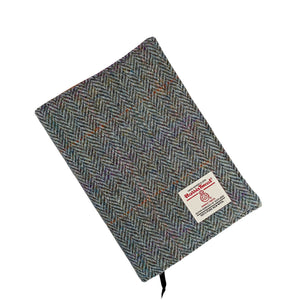 Rainbow Blue Herringbone Harris Tweed Padded A5 Notebook