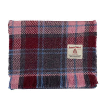 Load image into Gallery viewer, Raspberry &amp; Pale Pink Tartan Harris Tweed Luxury Fringed Scarf
