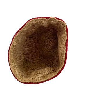 Berry Red Harris Tweed Rustic Storage Basket