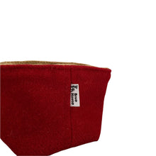 Load image into Gallery viewer, Berry Red Harris Tweed Rustic Storage Basket
