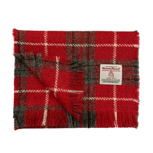 Load image into Gallery viewer, Red &amp; Grey Tartan Harris Tweed Luxury Fringed Scarf
