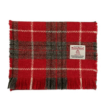 Load image into Gallery viewer, Red &amp; Grey Tartan Harris Tweed Luxury Fringed Scarf
