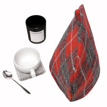 Load image into Gallery viewer, Red &amp; Grey Tartan Harris Tweed Tea Cosy
