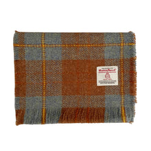Load image into Gallery viewer, Rustic Brown &amp; Blue Tartan Harris Tweed Luxury Fringed Scarf
