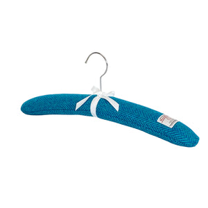 Teal & Turquoise Herringbone Harris Tweed Padded Hanger