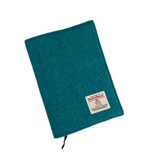 Load image into Gallery viewer, Teal &amp; Turquoise Herringbone Harris Tweed Notebook
