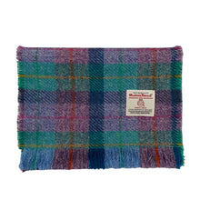 Load image into Gallery viewer, Violet &amp; Kingfisher Blue Tartan Harris Tweed Luxury Fringed Scarf
