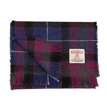 Load image into Gallery viewer, Navy &amp; Pink Western Isles Tartan Harris Tweed Luxury Fringed Scarf
