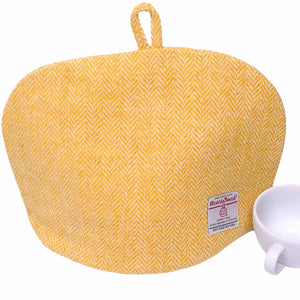 Yellow & White Herringbone Harris Tweed Tea Cosy