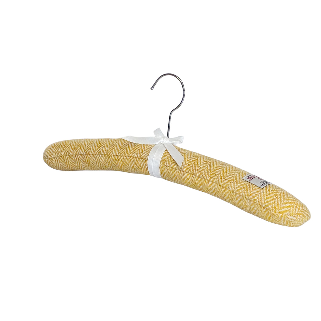 Yellow & White Herringbone Harris Tweed Padded Hanger