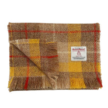 Load image into Gallery viewer, Yellow &amp; Biscuit Beige Tartan Harris Tweed Luxury Fringed Scarf
