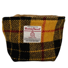 Load image into Gallery viewer, MacLeod Yellow &amp; Black Tartan Harris Tweed Rustic Storage Basket

