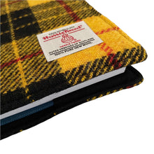 Load image into Gallery viewer, MacLeod Yellow &amp; Black Tartan Harris Tweed Padded A5 Notebook
