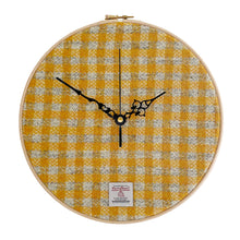 Load image into Gallery viewer, Yellow &amp; Grey Small Check Harris Tweed Wall Clock
