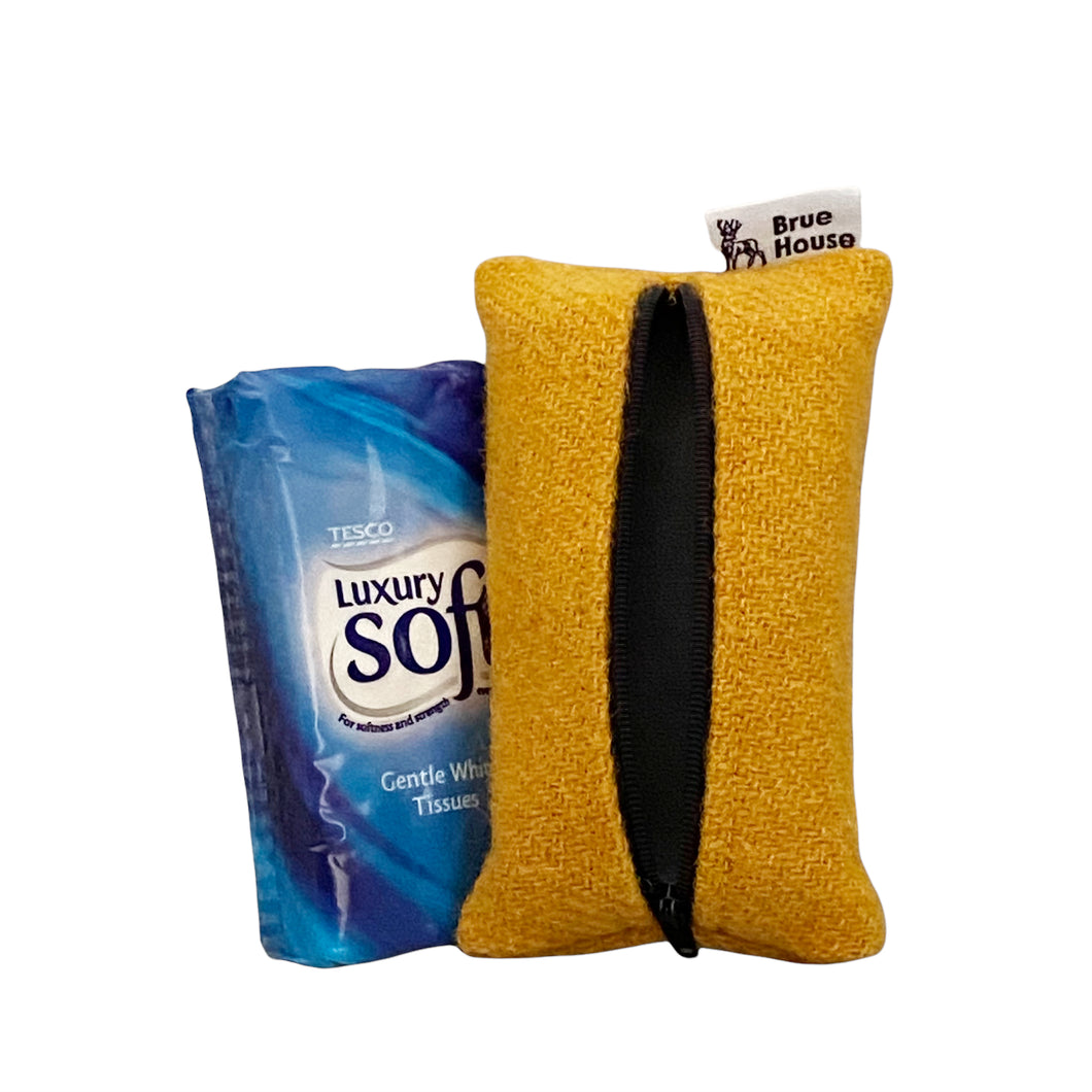 Yellow Harris Tweed Tissue / Purse Pouch